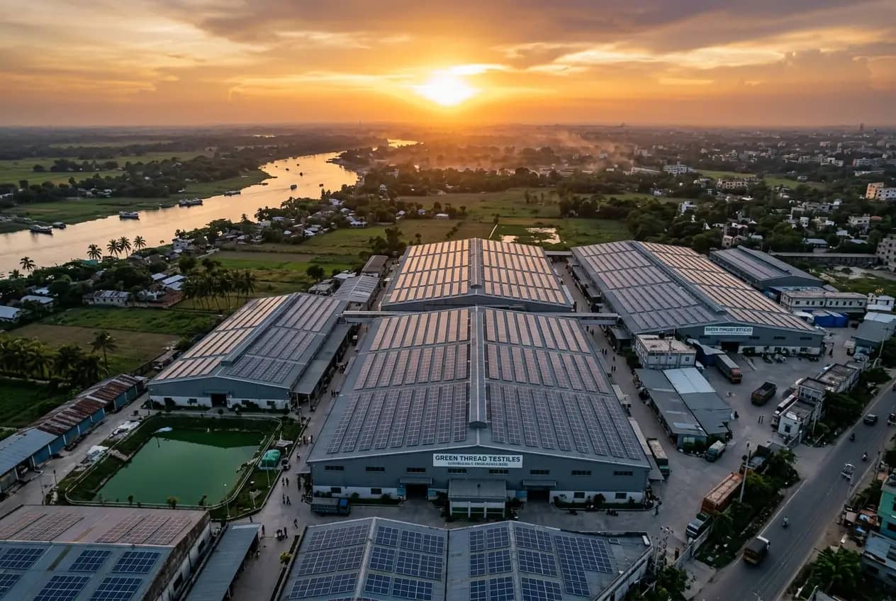 Solar panels powering the Master Simex Narsingdi facility